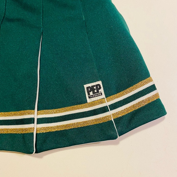 Vintage Skirts Flyaway Cheerleader Skirt Dark Green Gold Trim